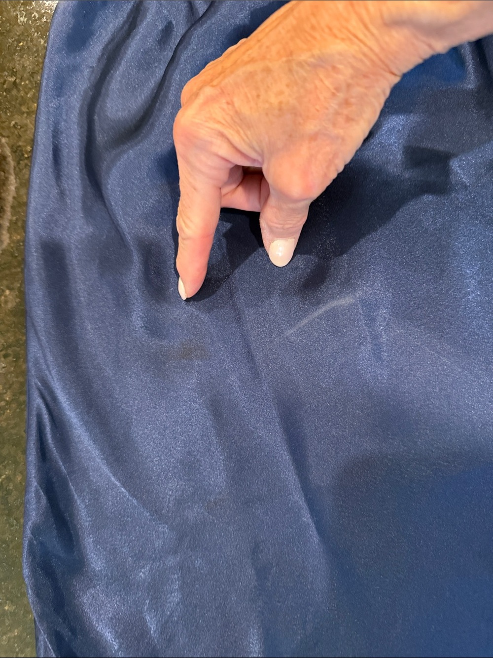 Vintage Navy Blue Satin Slip Skirt W Lace Trim Size Small - Picture 11 of 11